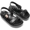 imageDREAM PAIRS Womens Low Wedge Sandals Comfortable Arch Support Platform Open toe Casual Dressy Flat Summer Sandals with Adjustable StrapsBlackpu