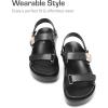 imageDREAM PAIRS Womens Low Wedge Sandals Comfortable Arch Support Platform Open toe Casual Dressy Flat Summer Sandals with Adjustable StrapsBlackpu