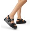imageDREAM PAIRS Womens Low Wedge Sandals Comfortable Arch Support Platform Open toe Casual Dressy Flat Summer Sandals with Adjustable StrapsBlackpu