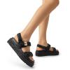 imageDREAM PAIRS Womens Low Wedge Sandals Comfortable Arch Support Platform Open toe Casual Dressy Flat Summer Sandals with Adjustable StrapsBlackraffia