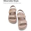 imageDREAM PAIRS Womens Low Wedge Sandals Comfortable Arch Support Platform Open toe Casual Dressy Flat Summer Sandals with Adjustable StrapsNude