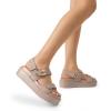 imageDREAM PAIRS Womens Low Wedge Sandals Comfortable Arch Support Platform Open toe Casual Dressy Flat Summer Sandals with Adjustable StrapsNude
