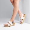 imageDREAM PAIRS Womens Orthopedic Arch Support Platform Sandals Comfortable Cork Insole Low Wedges Sandals Flatform Summer Dress Shoes Cute Buckle Wedges for BeachWhite