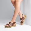 imageDREAM PAIRS Womens Orthopedic Arch Support Platform Sandals Comfortable Cork Insole Low Wedges Sandals Flatform Summer Dress Shoes Cute Buckle Wedges for BeachBrown