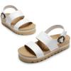 imageDREAM PAIRS Womens Orthopedic Arch Support Platform Sandals Comfortable Cork Insole Low Wedges Sandals Flatform Summer Dress Shoes Cute Buckle Wedges for BeachWhite