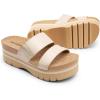 imageDREAM PAIRS Womens Platform Slides Sandals Comfortable Arch Support Footbed Two Strap Slipon Fashion Beach Wedge SandalsBeige