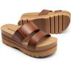 imageDREAM PAIRS Womens Platform Slides Sandals Comfortable Arch Support Footbed Two Strap Slipon Fashion Beach Wedge SandalsBrown