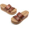 imageDREAM PAIRS Womens Platform Slides Sandals Comfortable Arch Support Footbed Two Strap Slipon Fashion Beach Wedge SandalsBrown