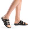 imageDREAM PAIRS Womens Slide Sandals Comfortable Arch Support Casual Walking Sandals Adjustable Straps Slip On Low Wedge Flat SandalsBlack