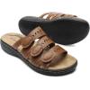 imageDREAM PAIRS Womens Slide Sandals Comfortable Arch Support Casual Walking Sandals Adjustable Straps Slip On Low Wedge Flat SandalsBrown