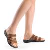 imageDREAM PAIRS Womens Slide Sandals Comfortable Arch Support Casual Walking Sandals Adjustable Straps Slip On Low Wedge Flat SandalsBrown