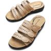 imageDREAM PAIRS Womens Slide Sandals Comfortable Arch Support Casual Walking Sandals Adjustable Straps Slip On Low Wedge Flat SandalsNude