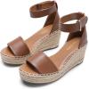 imageDREAM PAIRS Womens Wedge Sandals Open Toe Espadrilles Sandals Comfortable Dressy Ankle Strap Platform Sandals Suitable for Work Beach Summer ShoesBrown