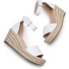 imageDREAM PAIRS Womens Wedge Sandals Open Toe Espadrilles Sandals Comfortable Dressy Ankle Strap Platform Sandals Suitable for Work Beach Summer ShoesWhite