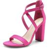 imageDREAM PAIRS 4 inch High Heels for Women Chunky Block Cross Strap Open Toe Dress Sandals for Wedding Bridal Evening Homecoming PromHot Pink