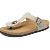 imageDREAM PAIRS Arch Support Thong Sandals for Women Casual Leather Flip Flops Dressy Slides with Soft Cork Footbed Adjustable Strap for Summer Beach VacationBeige