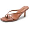 imageDREAM PAIRS Heels for Women Flip Flops Kitten Low Heels Open Square Toe Thong Heeled Sandals Sexy Fashion Comfort Shoes for Party Casual SlidesBrown