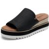 imageDREAM PAIRS Platform Sandals Women Slipon Espadrille Bohemia Wedge Sandals Comfort Dressy Summer Open Toe Canvas Slides for Womens Outdoor Walking Beach VacationBlack