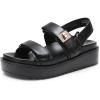 imageDREAM PAIRS Womens Low Wedge Sandals Comfortable Arch Support Platform Open toe Casual Dressy Flat Summer Sandals with Adjustable StrapsBlackpu