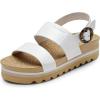 imageDREAM PAIRS Womens Orthopedic Arch Support Platform Sandals Comfortable Cork Insole Low Wedges Sandals Flatform Summer Dress Shoes Cute Buckle Wedges for BeachWhite