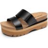imageDREAM PAIRS Womens Platform Slides Sandals Comfortable Arch Support Footbed Two Strap Slipon Fashion Beach Wedge SandalsBlack