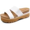 imageDREAM PAIRS Womens Platform Slides Sandals Comfortable Arch Support Footbed Two Strap Slipon Fashion Beach Wedge SandalsWhite