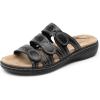 imageDREAM PAIRS Womens Slide Sandals Comfortable Arch Support Casual Walking Sandals Adjustable Straps Slip On Low Wedge Flat SandalsBlack