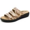 imageDREAM PAIRS Womens Slide Sandals Comfortable Arch Support Casual Walking Sandals Adjustable Straps Slip On Low Wedge Flat SandalsNude