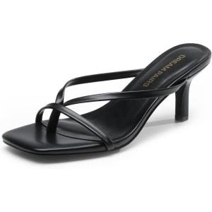 imageDREAM PAIRS Heels for Women Flip Flops Kitten Low Heels Open Square Toe Thong Heeled Sandals Sexy Fashion Comfort Shoes for Party Casual SlidesBlack