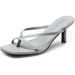 imageDREAM PAIRS Heels for Women Flip Flops Kitten Low Heels Open Square Toe Thong Heeled Sandals Sexy Fashion Comfort Shoes for Party Casual SlidesGrey