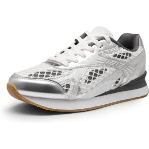 imageDREAM PAIRS Women Chunky Platform Retro Fashion Sneakers Comfortable Breathable Walking Shoes Casual Lace Up Tennis ShoesSilver
