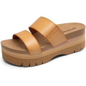 imageDREAM PAIRS Womens Platform Slides Sandals Comfortable Arch Support Footbed Two Strap Slipon Fashion Beach Wedge SandalsNatural