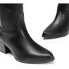 imageDREAM PAIRS Cowboy Boots for Women Cowgirl Knee High Boots Comfortable Pull On Zipper Chunky Heel Pointed Toe Embroidered Western BootsBlack