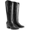 imageDREAM PAIRS Cowboy Boots for Women Cowgirl Knee High Boots Comfortable Pull On Zipper Chunky Heel Pointed Toe Embroidered Western BootsBlack