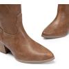 imageDREAM PAIRS Cowboy Boots for Women Cowgirl Knee High Boots Comfortable Pull On Zipper Chunky Heel Pointed Toe Embroidered Western BootsBrown