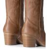 imageDREAM PAIRS Cowboy Boots for Women Cowgirl Knee High Boots Comfortable Pull On Zipper Chunky Heel Pointed Toe Embroidered Western BootsBrown