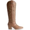 imageDREAM PAIRS Cowboy Boots for Women Cowgirl Knee High Boots Comfortable Pull On Zipper Chunky Heel Pointed Toe Embroidered Western BootsBrown