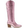 imageDREAM PAIRS Cowboy Boots for Women Cowgirl Knee High Boots Comfortable Pull On Zipper Chunky Heel Pointed Toe Embroidered Western BootsPinkmetal