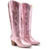 imageDREAM PAIRS Cowboy Boots for Women Cowgirl Knee High Boots Comfortable Pull On Zipper Chunky Heel Pointed Toe Embroidered Western BootsPinkmetal