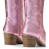 imageDREAM PAIRS Cowboy Boots for Women Cowgirl Knee High Boots Comfortable Pull On Zipper Chunky Heel Pointed Toe Embroidered Western BootsPinkmetal
