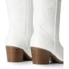 imageDREAM PAIRS Cowboy Boots for Women Cowgirl Knee High Boots Comfortable Pull On Zipper Chunky Heel Pointed Toe Embroidered Western BootsWhite