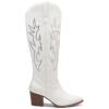 imageDREAM PAIRS Cowboy Boots for Women Cowgirl Knee High Boots Comfortable Pull On Zipper Chunky Heel Pointed Toe Embroidered Western BootsWhiterhinestone