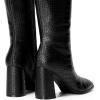 imageDREAM PAIRS Knee High Boots for Women Square Toe Gogo Chunky Heel with Side ZipBlackcroco