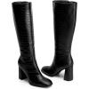 imageDREAM PAIRS Knee High Boots for Women Square Toe Gogo Chunky Heel with Side ZipBlackcroco