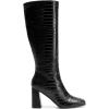 imageDREAM PAIRS Knee High Boots for Women Square Toe Gogo Chunky Heel with Side ZipBlackcroco