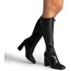 imageDREAM PAIRS Knee High Boots for Women Square Toe Gogo Chunky Heel with Side ZipBlackpu