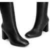 imageDREAM PAIRS Knee High Boots for Women Square Toe Gogo Chunky Heel with Side ZipBlackpu