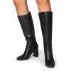 imageDREAM PAIRS Knee High Boots for Women Square Toe Gogo Chunky Heel with Side ZipBlackpu