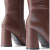 imageDREAM PAIRS Knee High Boots for Women Square Toe Gogo Chunky Heel with Side ZipBrown