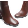 imageDREAM PAIRS Knee High Boots for Women Square Toe Gogo Chunky Heel with Side ZipBrown